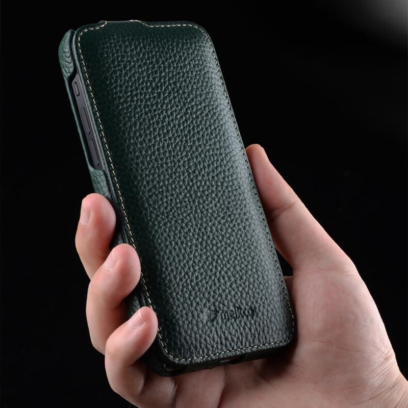 MELKCO For iPhone 13 Pro Max Phone Protective Shell Litchi Texture Genuine Cow Leather+PC Vertical Flip Case
