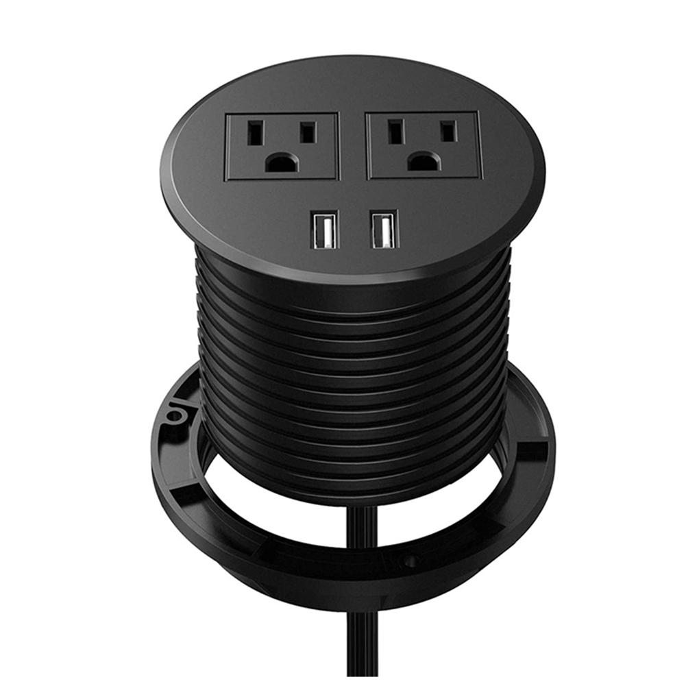Table Power Grommet Outlet 2M Extension Cord Table Outlets 2 USB/1 USB + PD 18W Type C Ports for Office PC Desk Cable Cord Cover