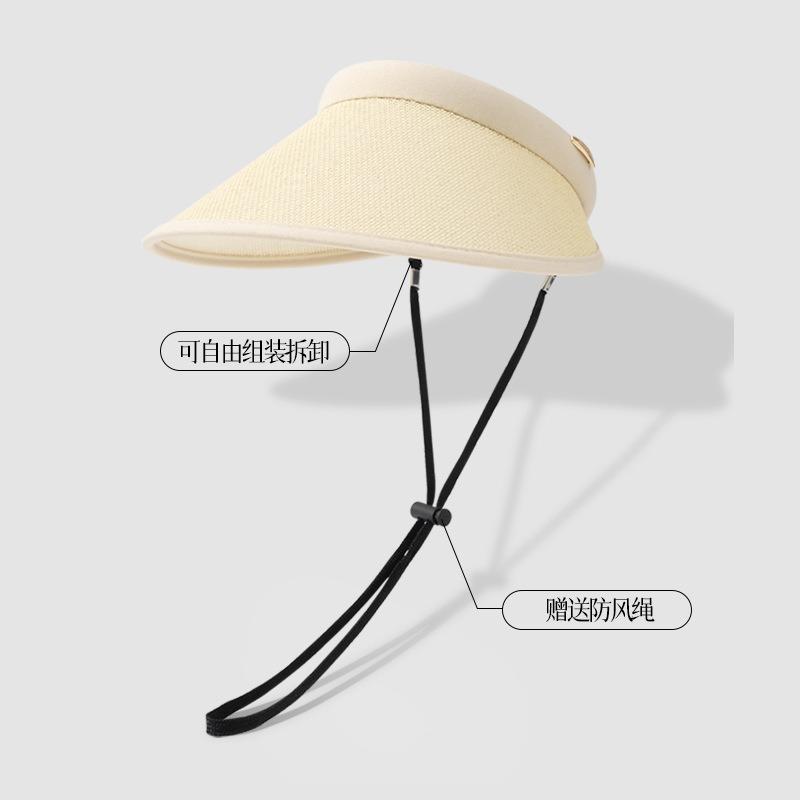 Straw duck tongue empty top hat children beach sunscreen sunshade headband sun hat straw hat summer face covering versatile