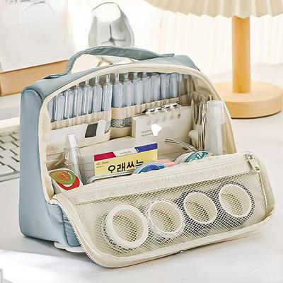 Stifttasche mit hohem Erscheinungsbild und großem Fassungsvermögen. Schwarzes, einfaches japanisches Federmäppchen. Schüler verwenden Briefpapiertaschen zum Aufbewahren von Taschen