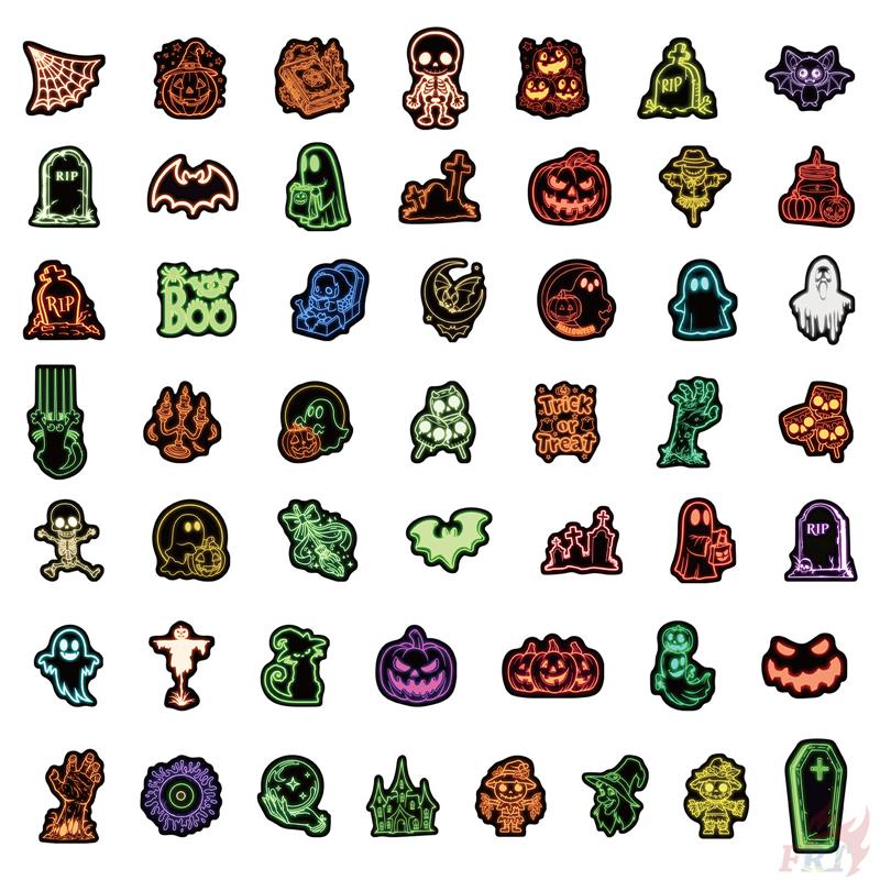 50Pcs/Set Neon Color. KUSO Funny Halloween Scary Horror Stickers DIY Fashion Waterproof Doodle Decals Stickers