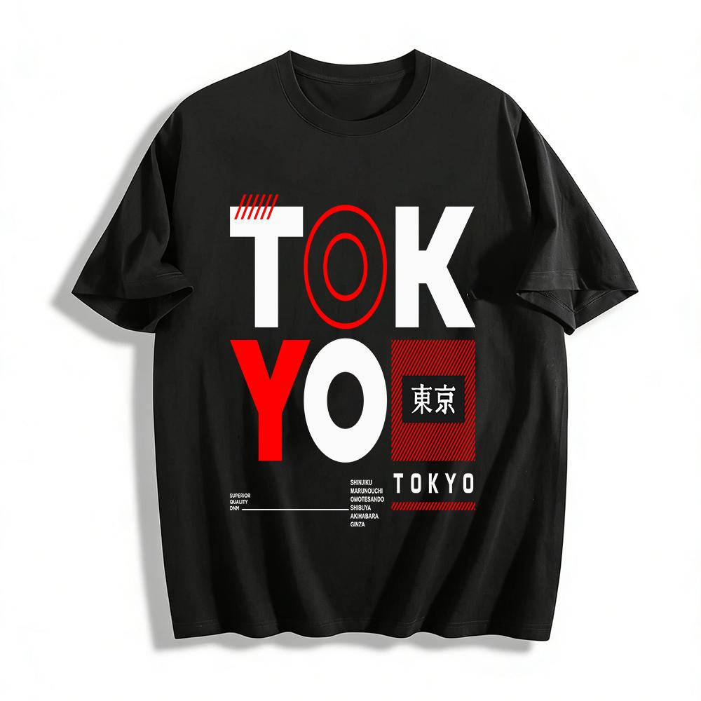 Tokyo Themed Graphic Tee Casual Streetwear Unisex Fashion Top Pure cotton T-shirt XXS