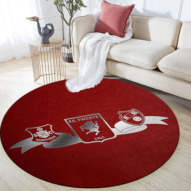 FC Twente Art pattern round rug,Carpet Rug for Living Room Bedroom Playroom ,Non-slip Floor Mat,Holiday Gifts and Birthday Gifts.