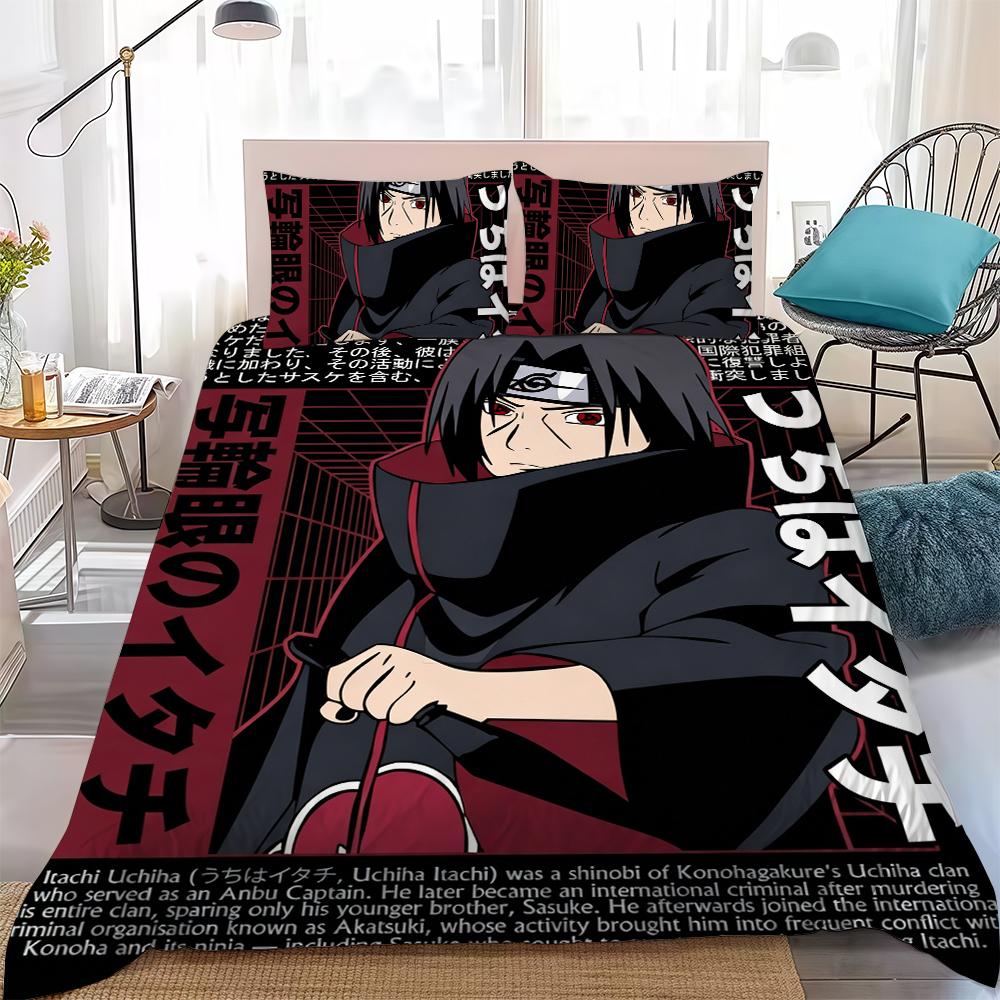 I-Itachi Anime U-Uchiha Duvet Cover Set Home Style Bedding Soft Laundry Cotton Bed 3 Piece Set Student Dormitory Gift