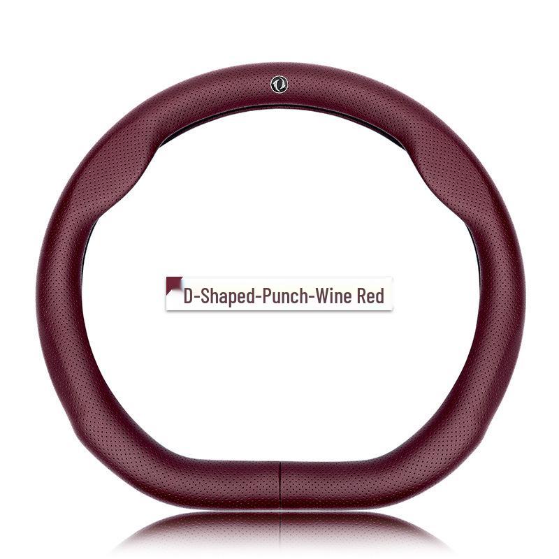 Genuine Leather Steering Wheel Cover for Dongfeng Fengxing S500 - Ultra-thin, Sweat-absorbent, Non-slip, Four Seasons Universal Fit