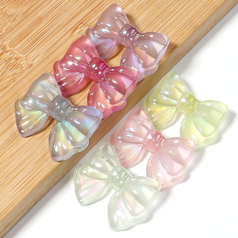 10pcs 37x29mm Acrylic Bow Beads Jelly Colored Transparent Bow Beads for DIY Crafts Ornament Decoration Handmade Accessories