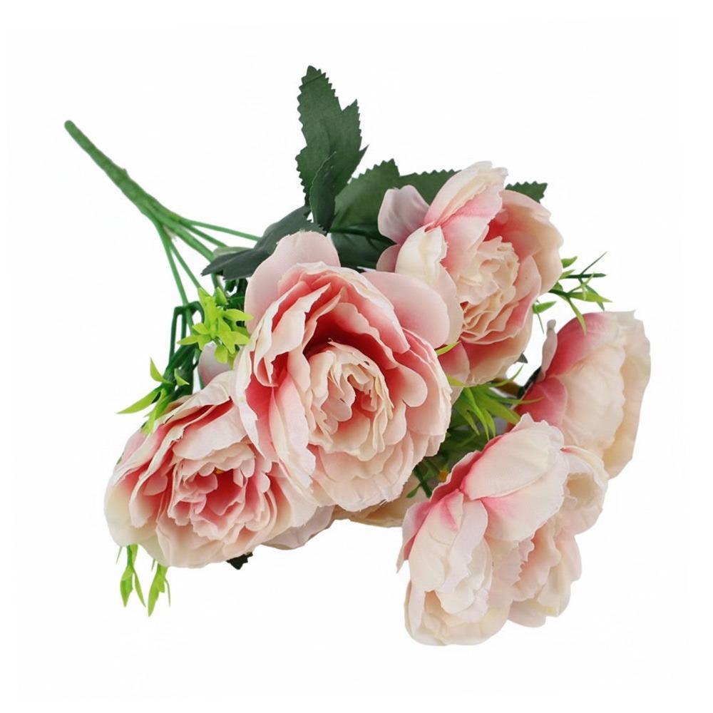 

6 Heads Peony Artificial Flower Big Size Multicolor Fake Flower Silk Petals Floral Arrangement Faux Flower Party Supplies розовый