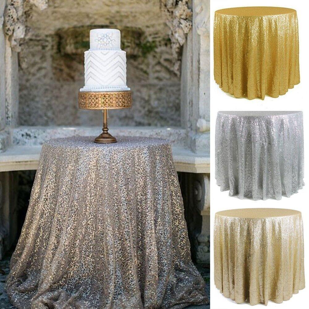 Elegant And Shimmering Sequin Tablecloth 48'' Round For Wedding And Dining Tables