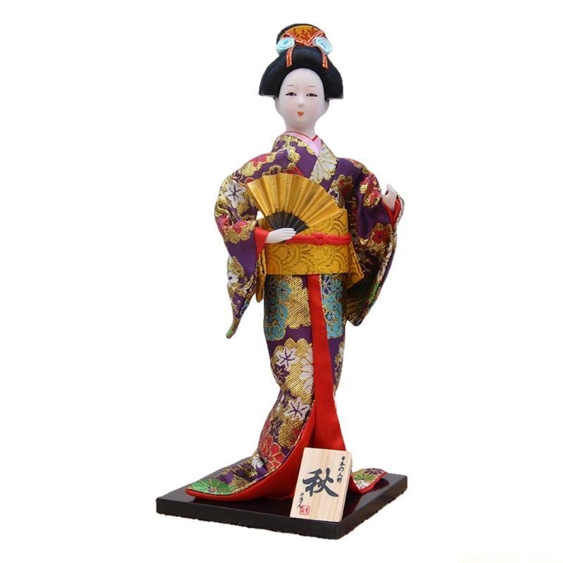 QX2E 30cm Handgefertigte Japanische Geisha Kimono Puppen Figurinen Präsentieren Traditionelle Kultur für Heimdekoration Sammler