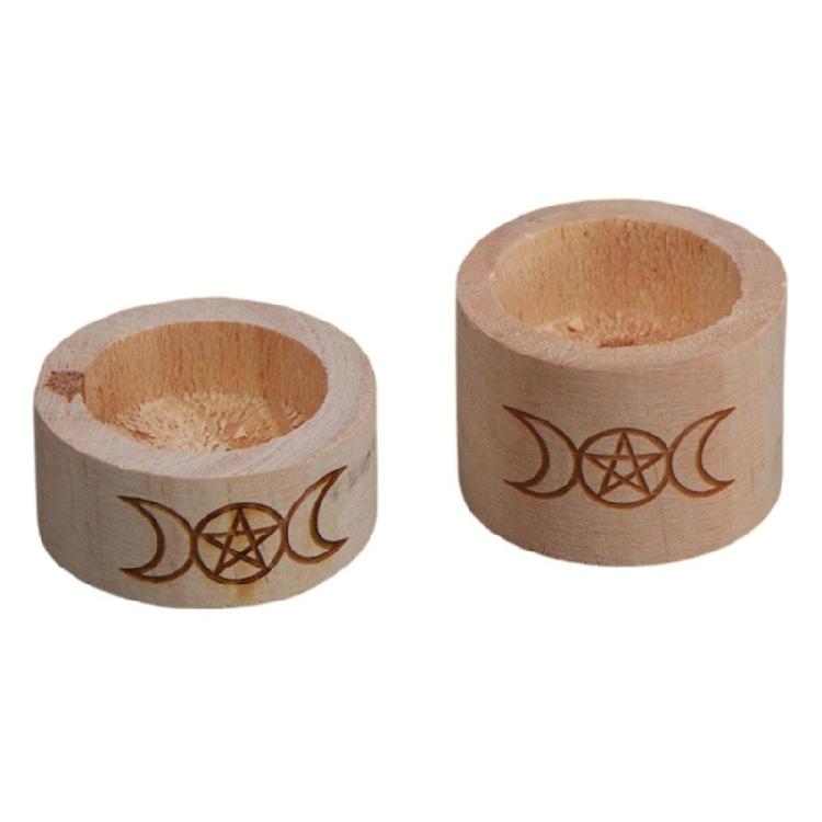 Wood Candle Holder with Pentacle Pattern for Board Game Enthusiasts Wood Tarot Themed Candle Stand for Tarot Enthusiasts