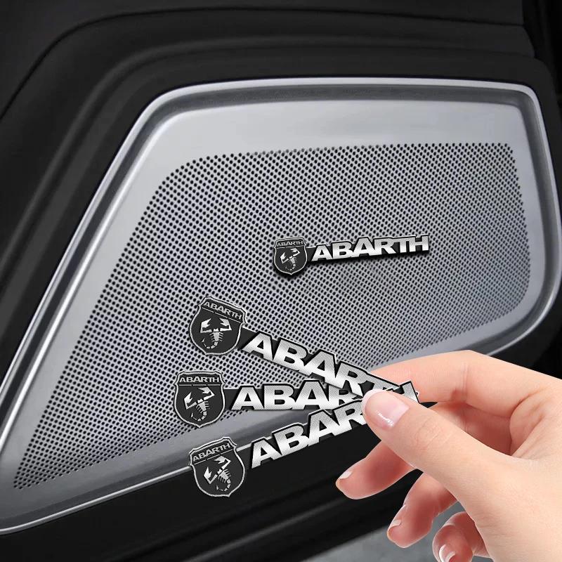 2/4Pcs 3D Aluminum Car Audio Stereo Speaker Badge Emblem Sticker For Abarth Punto 124 125 500 Fiat Viaggio Car Accessory