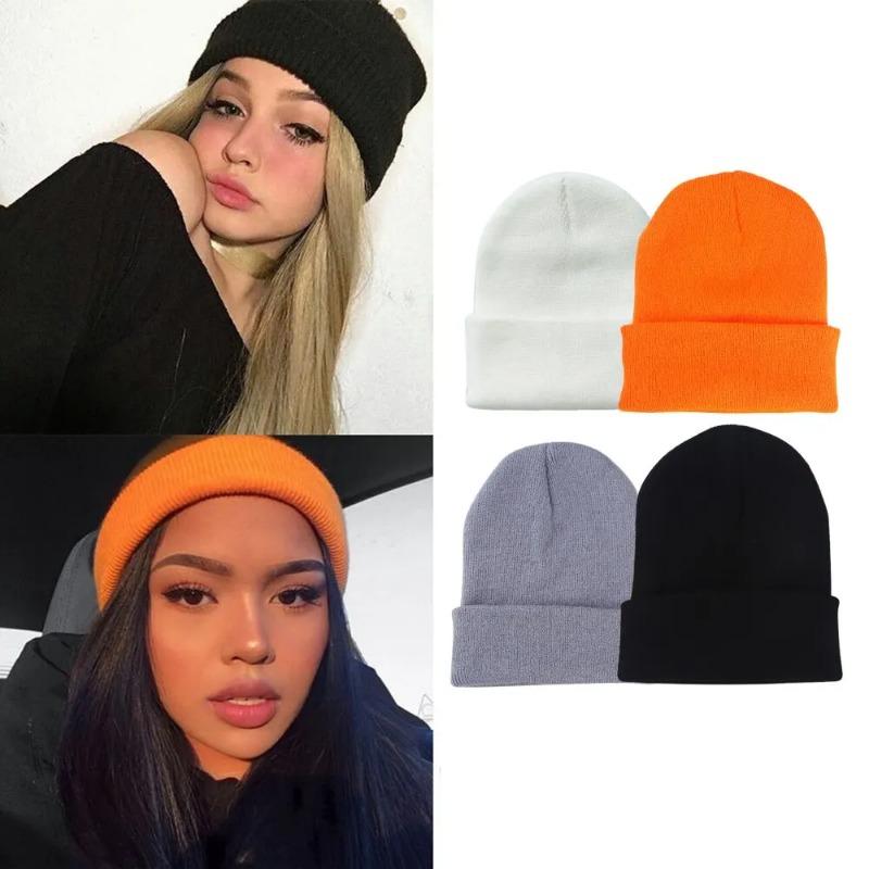 Winter Hats for Unisex New Beanies Knitted Solid Cute Hat Lady Autumn Female Beanie Caps Warmer Bonnet Men Casual Cap Knitted Hat