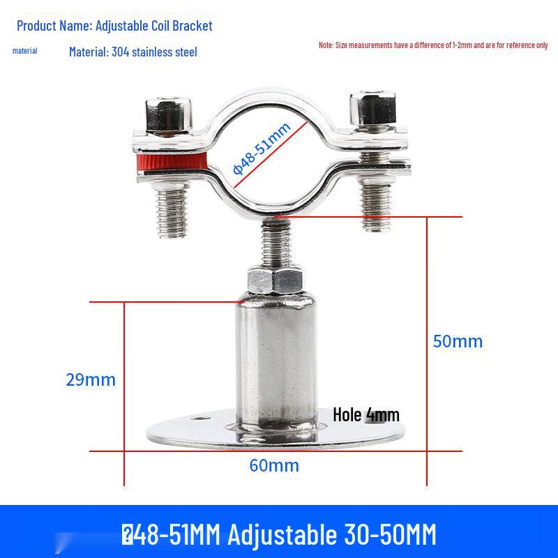 Adjustable Stainless Steel Pipe Clamp with Base Plate