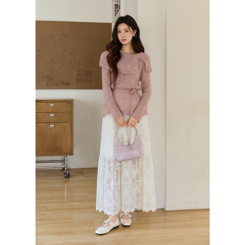 Women's Lace Patchwork A-Line Midi Skirt