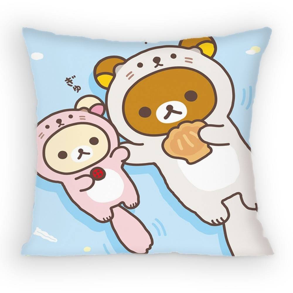 Cute Cartoon Rilakkuma Kawaii Bear Pillow Case Sofa Living Room Bedroom Headboard Backrest Cushion Square Cushion Nap Time