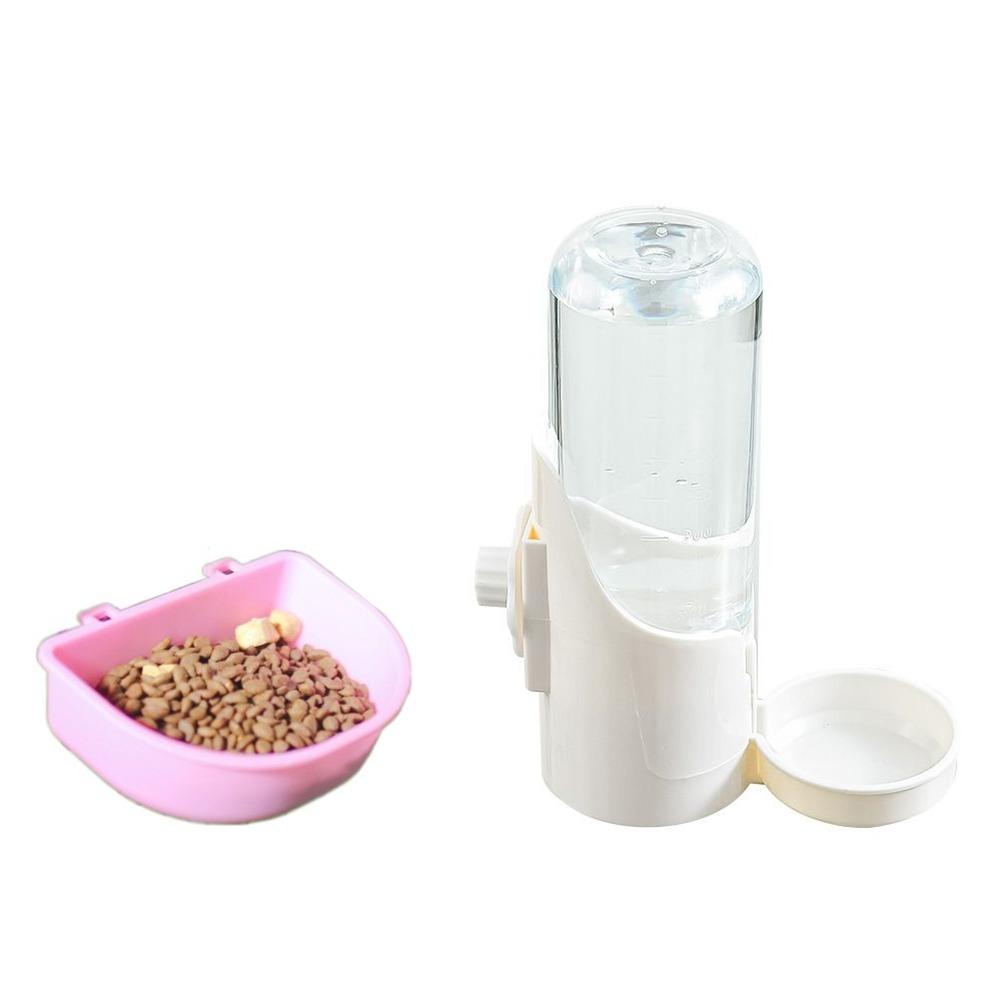 

Hanging Small Pet Food Feeder Plastic Pet Water Feeder Dispenser for Cats Dogs белый/розовый