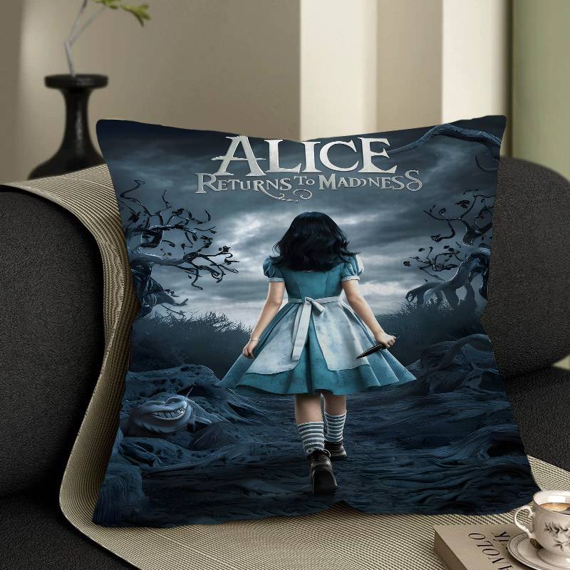 A-Alice M-Madness R-Returns Vintage Pillow Case Cushion Cover Car Throw Pillow Case For Sofa Car Christmas Gift 40x40cm 45x45cm