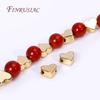 Spacer Separator Bead For Bracelet Necklace Supplies 2 Types 18K Gold Plated Brass Metal Heart Beads DIY Jewelry Making Findings
