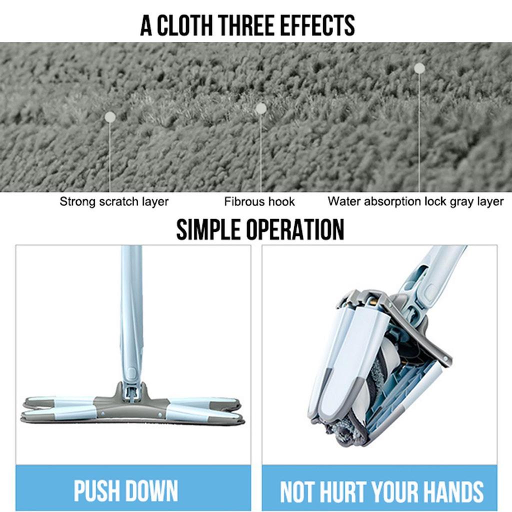 Lazy Flat Mop Hadřík House Hold ve tvaru X Hadřík z mikrovlákna 37x15cm