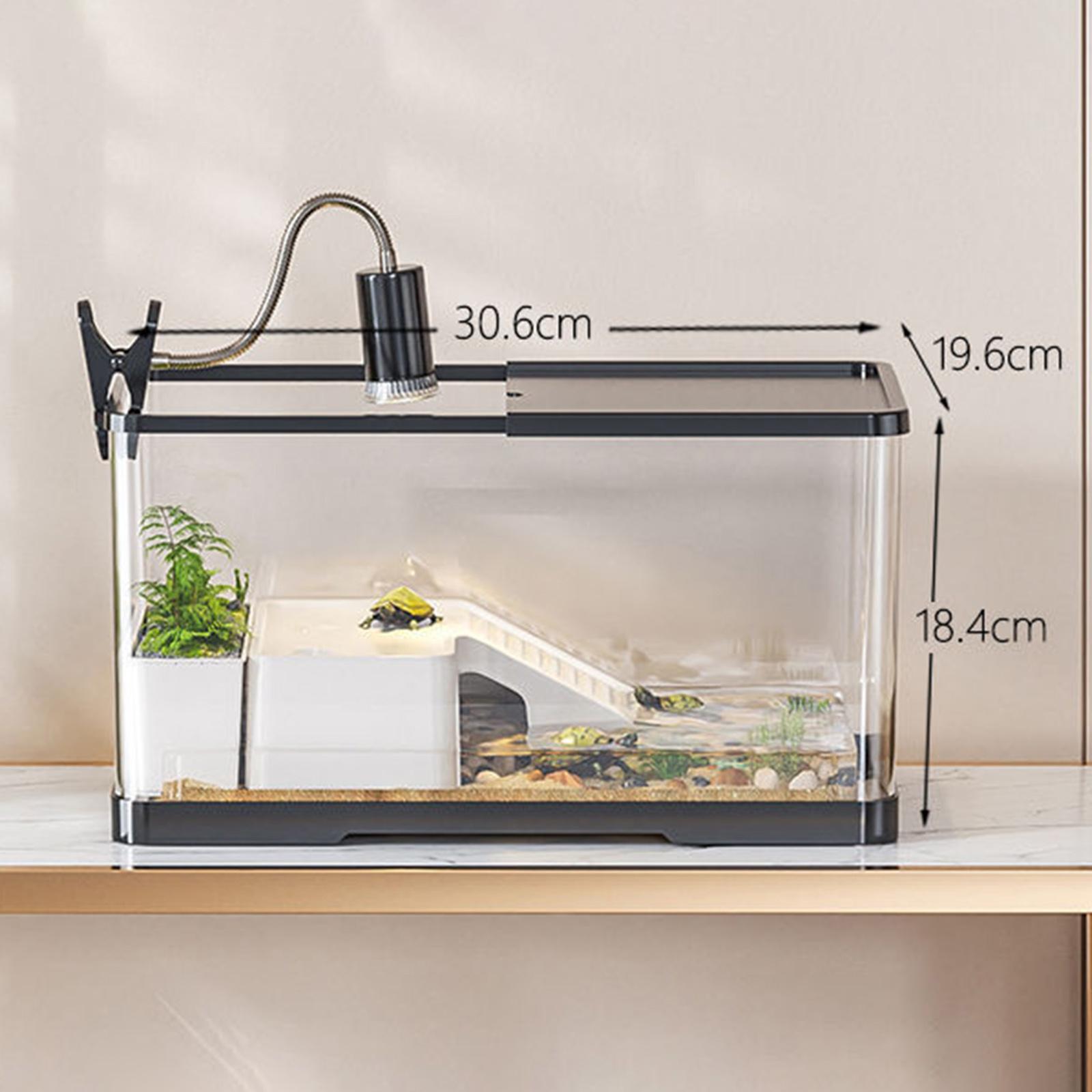 Plastic Fish Tank Household Aquarium Turtle Tank with Basking Platform For Crabs Fishes Amphibians Reptiles Small Fish Tank