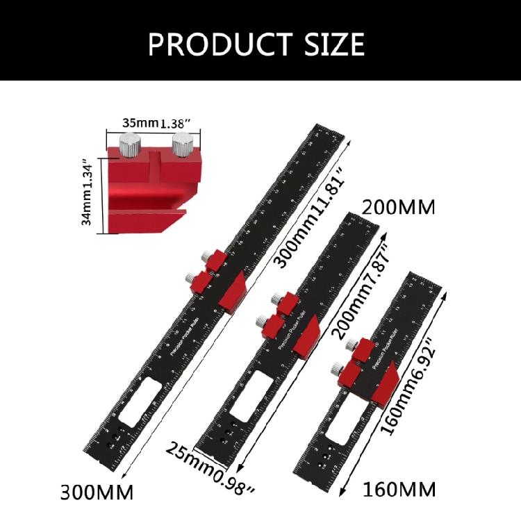 6/8/12Inch Measuring Marking Gauge with Slide Stop Pocket Ruler Woodworking Ruler Aluminum Slide Ruler Scribing Ruler