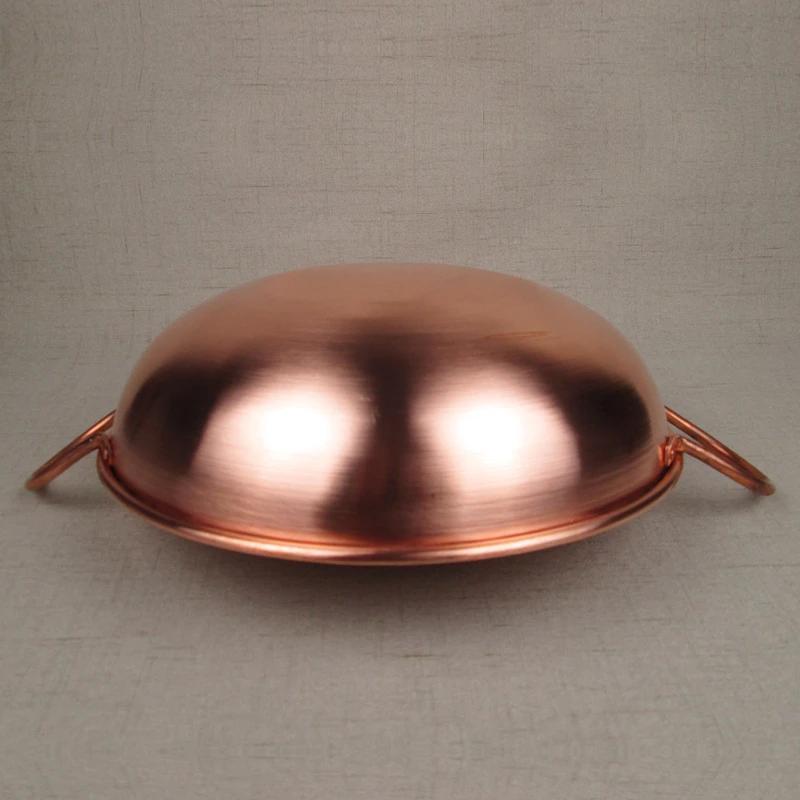 Round Deep Big Copper Pot for Boiling Jam Stewed Wok Thickened Copper Hot Pot of Induction Cooker Pure Red Copper Soup Pot