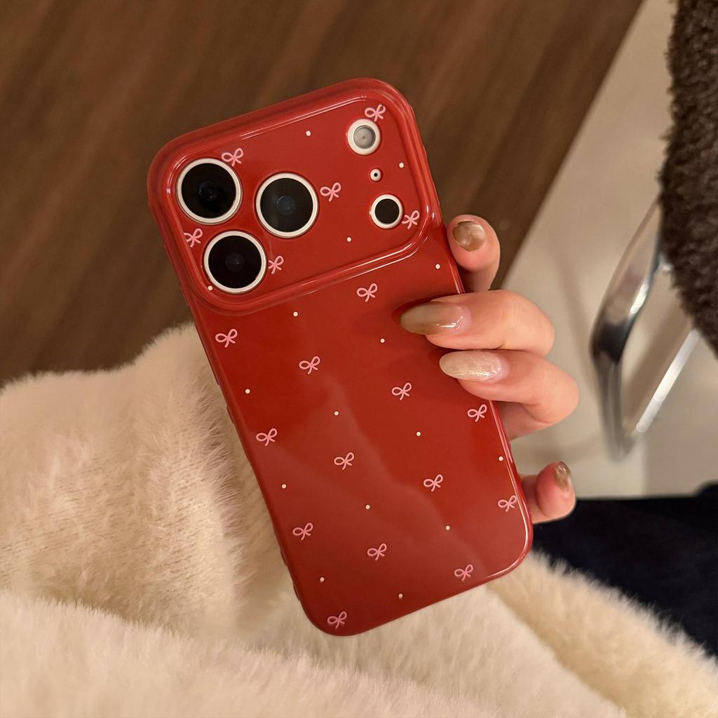 Retro Burgundy Bow Phone Case for iPhone 16, iPhone 17, iPhone 17 Pro Max