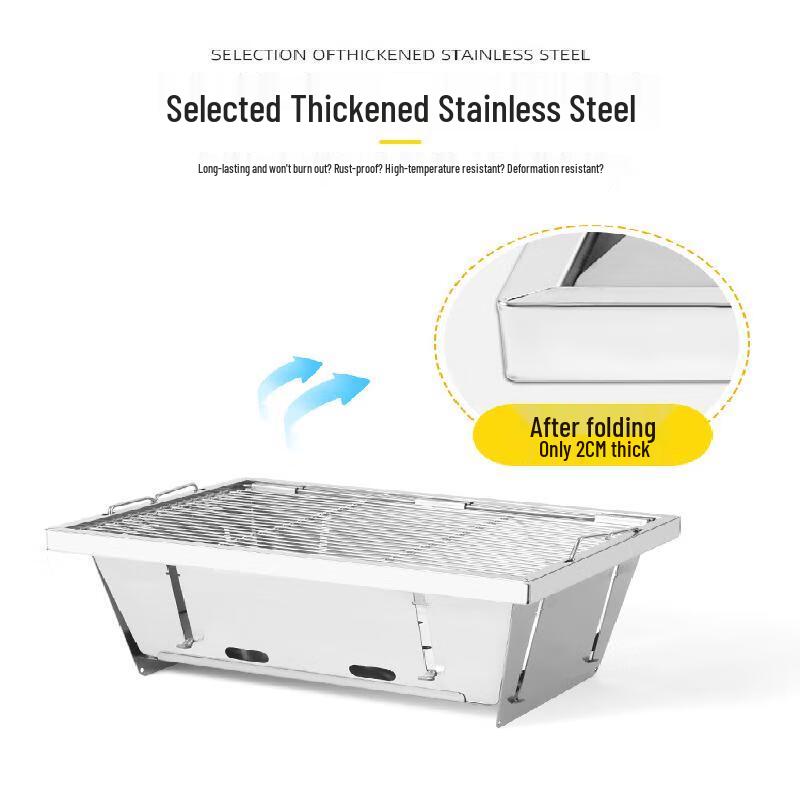 Minnai Outdoor Foldable Stainless Steel Charcoal BBQ Grill