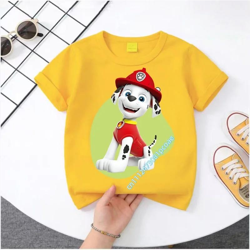 Summer PAW Patrol Children's Short-Sleeve T-Shirt Cartoon Chase Skye Print Boys and Girls Breathable Casual Top