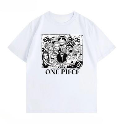 ONE PIECE Japanese Animation Peripheral COS Clothes Round Neck Short-sleeved Couple Top Tshirt Summer Loose Cotton T-shirt Anime