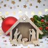 Wooden Nativity Scene Sets of 8 Christmas Indoor Decor Wooden Hand Painted Holy Family Figure Religious for Home Jesus Office D