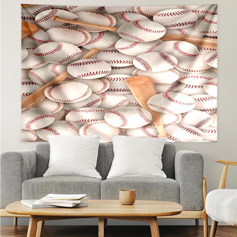 Baseball Print Tapestry, Backdrop, Easy Setup, Ideal for Bedroom, Office & Living Room, with Aesthetic Wall Hanging Decor.