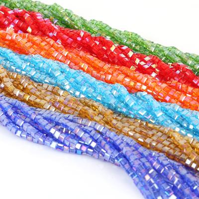 Cuentas cuadradas de cristal de 2-8 mm, hechas a mano, accesorios de bricolaje, materiales para abalorios, cuentas cuadradas chapadas en color, cuentas sueltas para joyería, cuentas para hacer joyas.