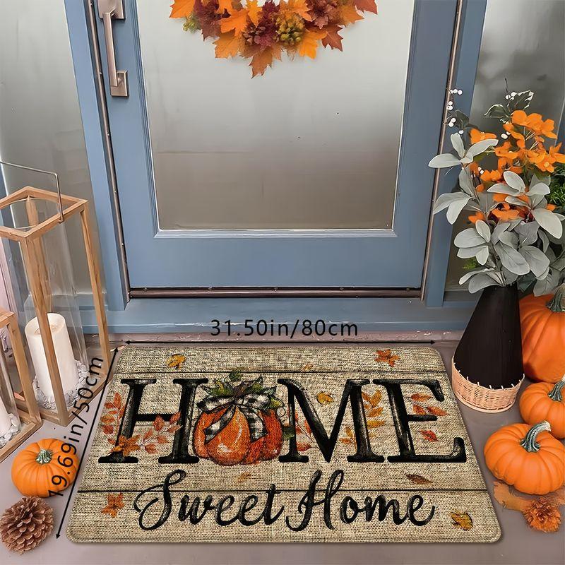 VIKAMA Autumn Pumpkin Welcome Floor Mat Anti-slip Washable Kitchen Floor Mat Indoor/Outdoor Entrance Rug Home Decoration