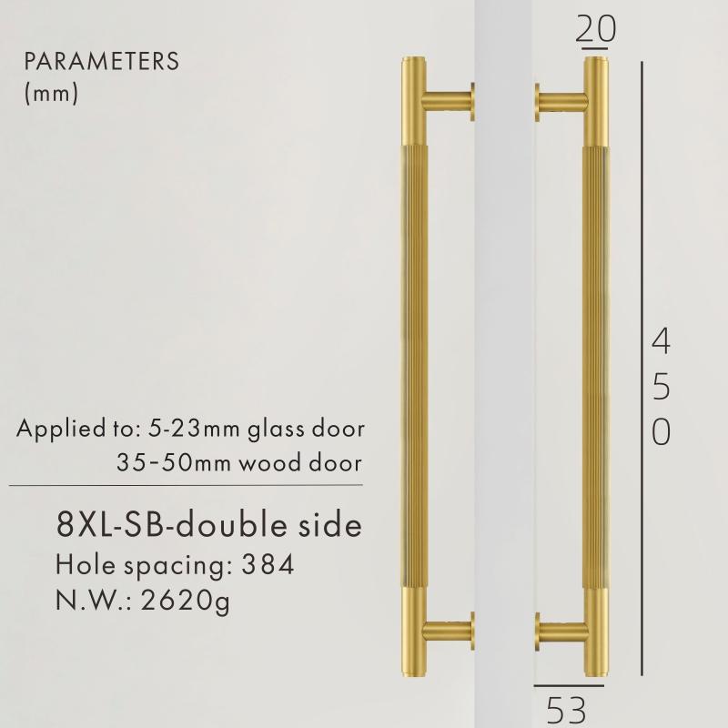 Dooroom Brass Double Single Sided Linear Striped Pull Bar Wood Gate Furniture Handle Door Handle Matt Gold Black Handle
