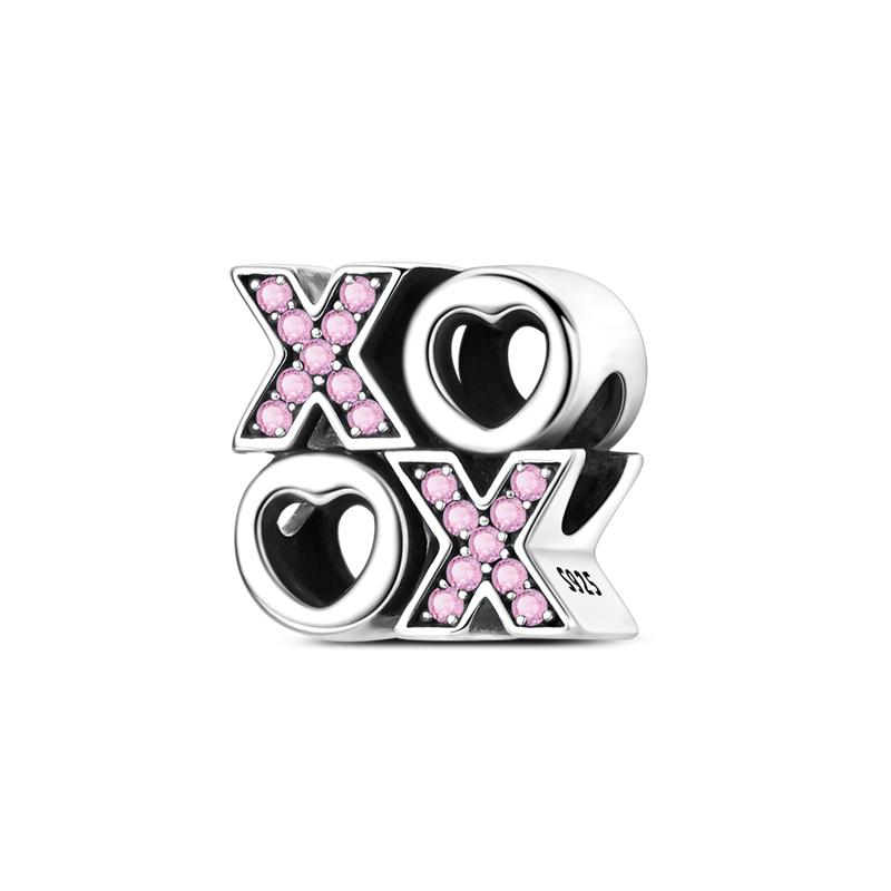 Romantic Sweetheart Pink Color Charms Bead 925 Silver Zircon Love Heart Pendants Fit Original Bracelet DIY Jewelry Gift