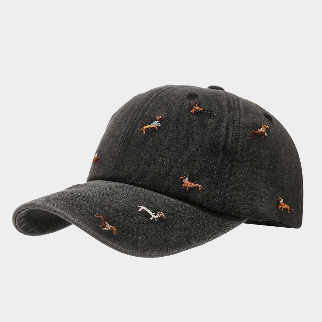 Berretto da Baseball Unisex con Ampio Visiera Morbido per Esterno Ricamato Decorato Cappellino a Becco d'Anatra con Cane Piccolo Retrò Street Cappellino a Becco d'Anatra