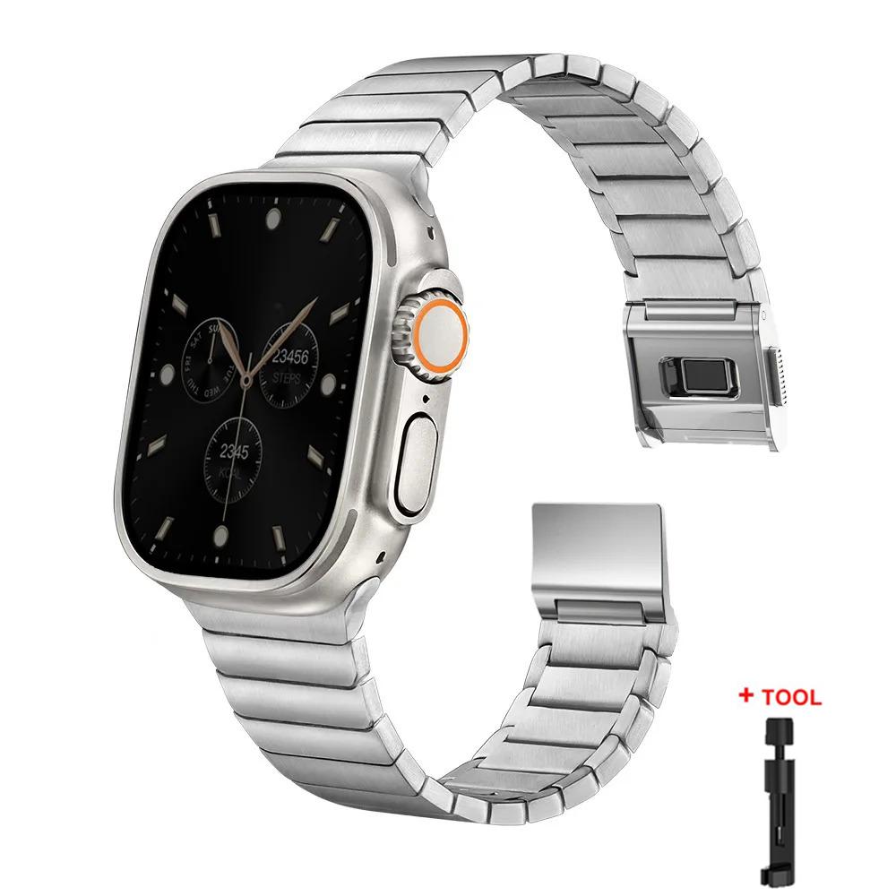 

Ремешок из нержавеющей стали для Apple Watch Ultra 3 2 1 49 мм 45 мм 44 мм 42 мм 46 мм с магнитной застежкой для Series 11 10 9 8 7 6 SE Браслет