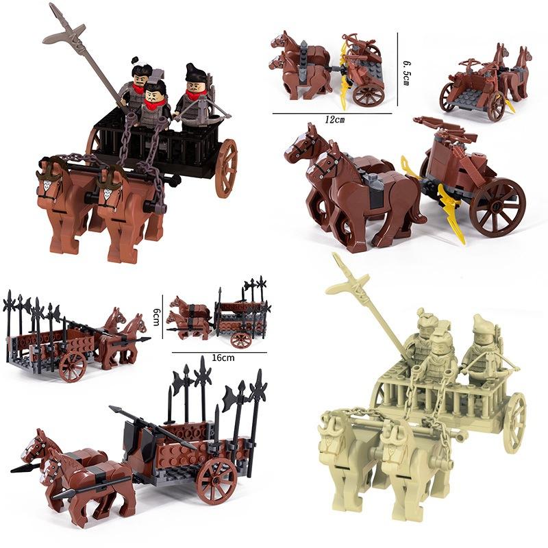MOC Mittelalterliche Streitwagen Kutsche Elefanten Soldat Plastik Lernspielzeug Mini Bausteine Spielzeug für Jungen Kinder Mädchen