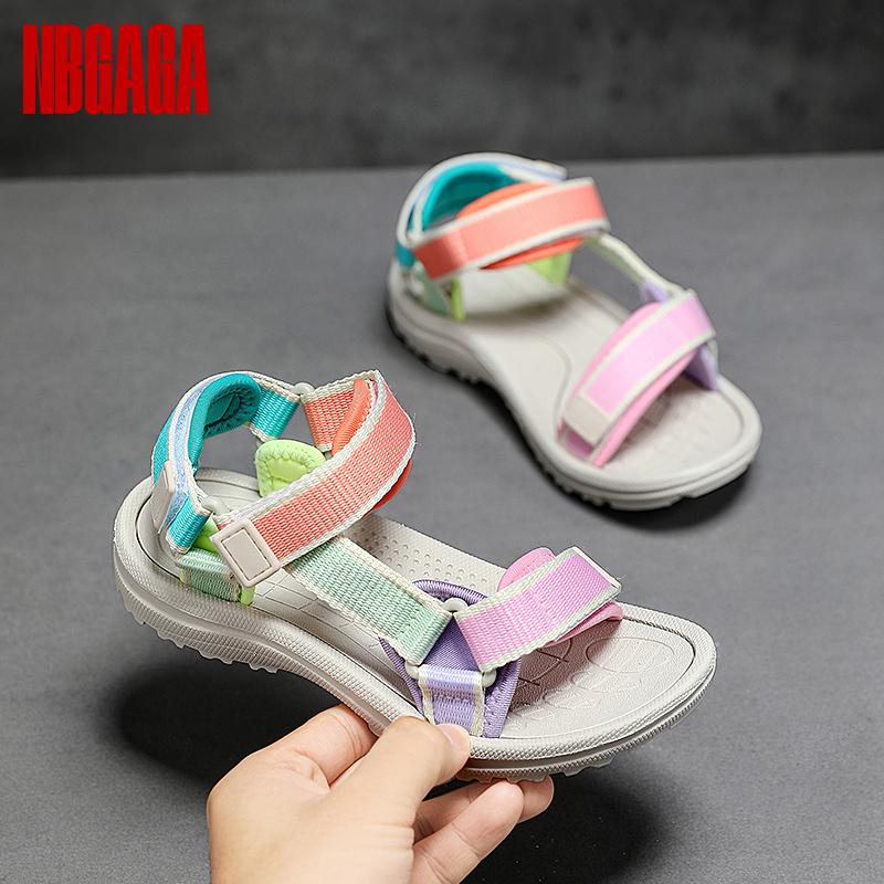 Girls Outdoor Sandals Summer Lightweight Breathable Walking Beach Shoes Open-Toe Comfortable Outdoor Sport Sandals for Kids