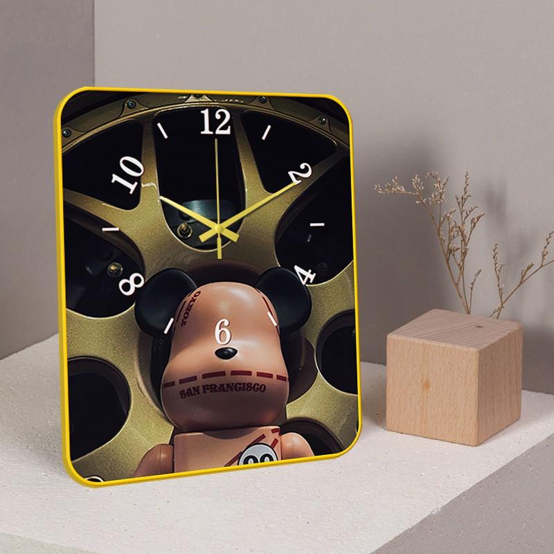 Modern Minimalist Table Clock Bedroom Desk Decor Silent Sweep Movement Wooden Frame Dual-Sided Analog Timepiece
