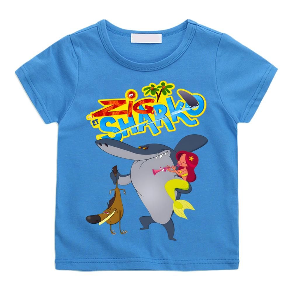 Zig and Sharko 2025NEW Print Cute T-shirt Cartoon 100%Cotton Tee-shirt Children Camisetas Casual Clothes Tees Top Versatile