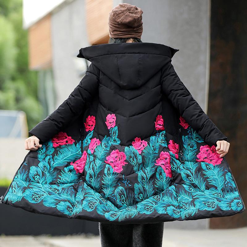 New cotton clothes women's winter mother cotton clothes long hooded fashion thickened large size women's clothing for the elderly