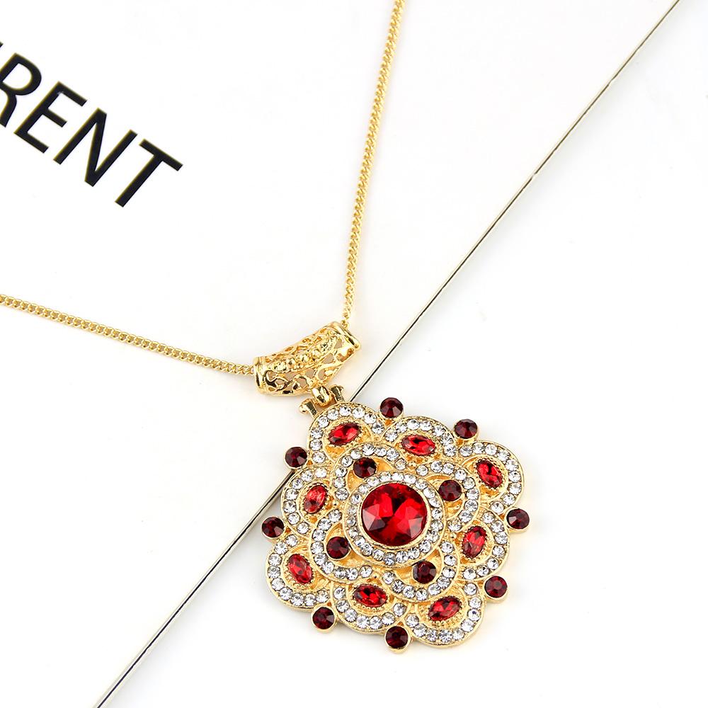 

Модное ожерелье с подвеской в ​​виде подсолнуха для женщин, аксессуары золотого цвета, летние свадебные украшения с кристаллами, подарок 2023 красный