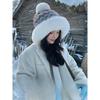 Winter Plush Women's Hat Plush Thickened Warm Knitted Ear Protection Hat Windproof Retro Fashion Coldproof Lei Feng Hat