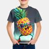 T-Shirt per Ragazzi Casual Cartone Animato Frutta Ananas Stampa Tridimensionale T-Shirt Abbigliamento da Esterno per Bambini Vestiti per Bambini