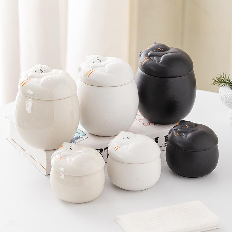 Urna in Ceramica per Gattino Gatto - Vaso a Prova di Umidità per Cremazione Animali Domestici, Scatola Souvenir Incidibile