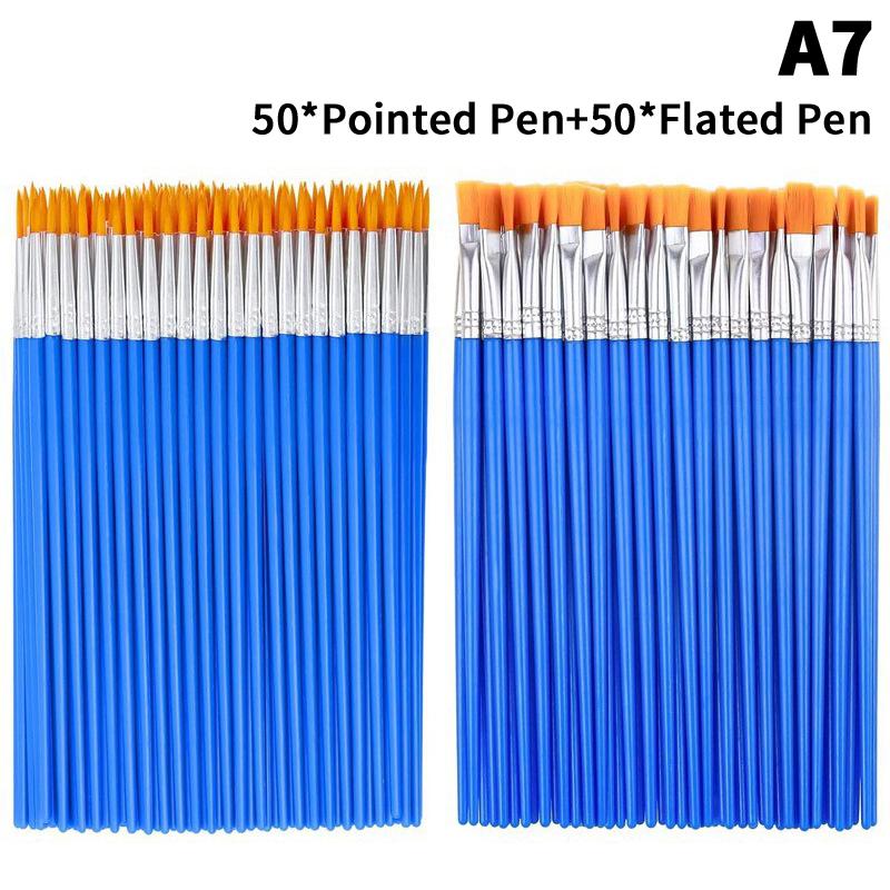 30/100Pcs Acrylic Painting Brushes Set Round Flat Hair Nylon Hair Paint Brush For Kid Artists Watercolor Oil Painting Brushes