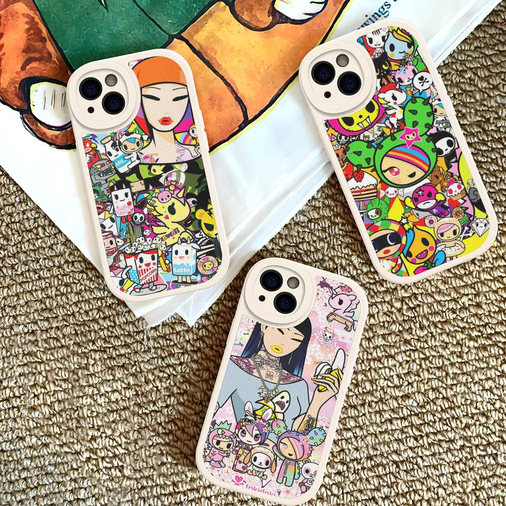 Japan T-Tokidokis Phone Case For iPhone 16 15 14 13 12 11 Pro Max Plus Soft Leather Cover