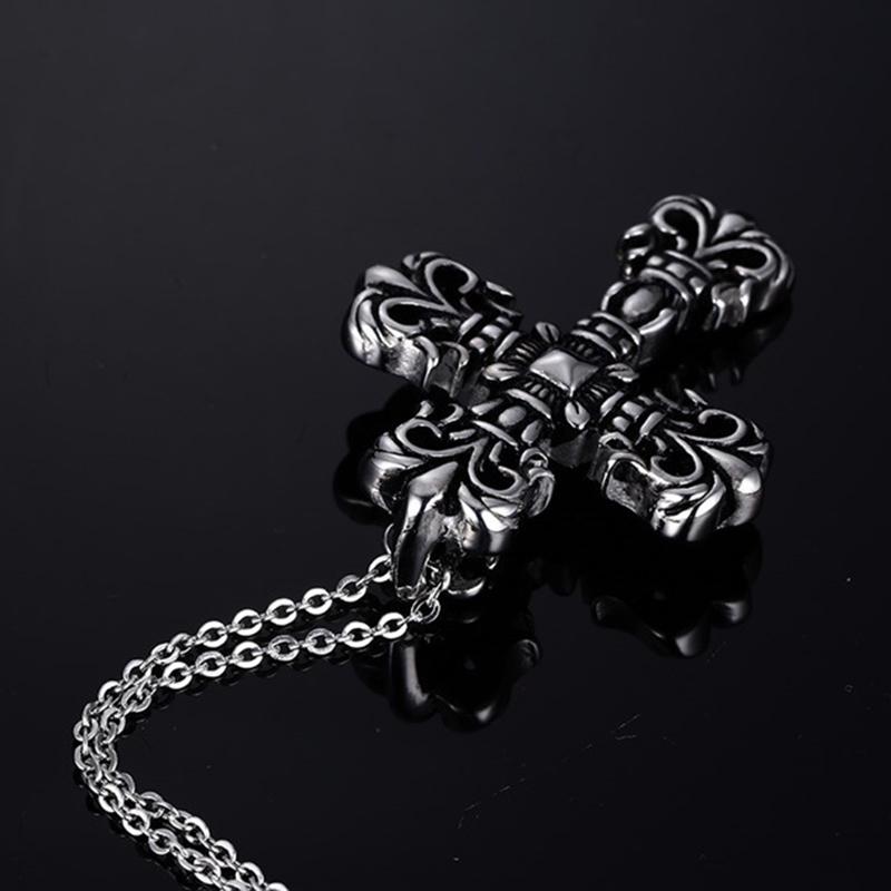 Vintage Viking Cross Pendant Necklace For Women Men Hip Hop Rock Copper Color Stainless Steel Chain On The Neck Jewelry Gifts